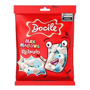 Marshmallow Docile Recheado Twist Azul e Branco - Pacote com 220G