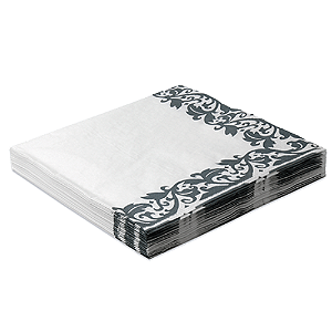 Guardanapo Com Borda Arabesco Prata 32X32CM- Pacote com 20UN