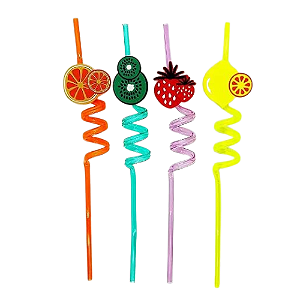 Canudo Divertido Frutas - Pacote com 4 UN