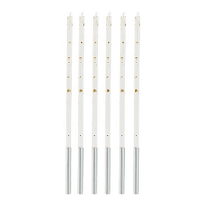 Vela Palito Gigante Branco Com Dourado 17CM - Pacote com 6UN