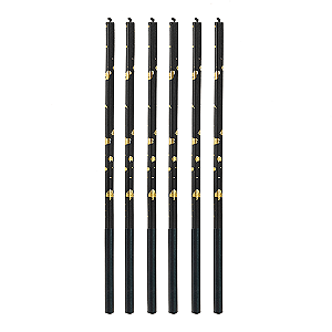 Vela Palito Gigante Preto Com Dourado 17CM - Pacote com 6UN