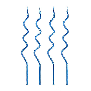 Vela Espiral Azul 14CM - Pacote com 4UN