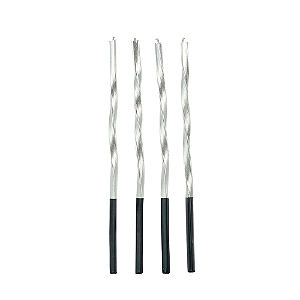 Vela Metalizada Torcida Prata 15CM - Pacote com 4UN