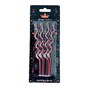 Vela Espiral Vermelha 14CM - Pacote com 4UN