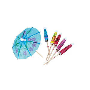 Palito para Decoração Guarda Chuva Colorido - Pacote com 12 UN
