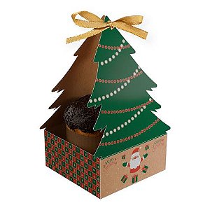 Caixa Ideia Cachepo Kraft de Arvore de Natal Para Panetone