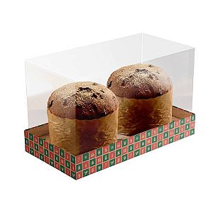 Caixa Ideia Kraft Merry Christmas Para Dois Minis Panettones