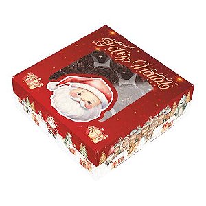 Caixa Ideia Feliz Natal Com Visor Para 9 Doces