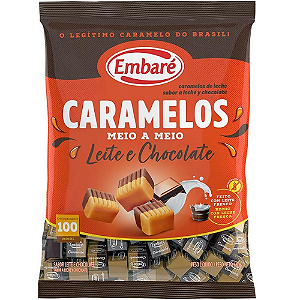 Bala Caramelo Embaré Leite e Chocolate - Embalagem com 660G