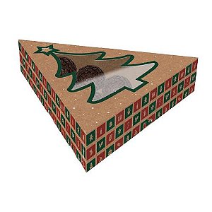 Caixa Ideia Kraft Com Viseira de Árvore de Natal Para 10 doces