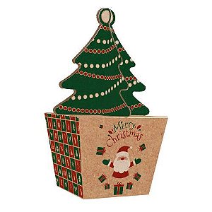 Caixa Ideia Mini Arvore de Natal Para Doces Kraft