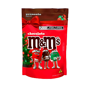 Confeito M&Ms Chocolate Ao Leite Edição de Natal - Pacote com 148G