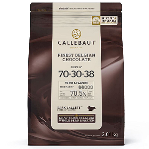 Chocolate Belga Callebaut 70-30-38 Amargo 70.5% Cacau Gotas - Pacote com 2,01KG
