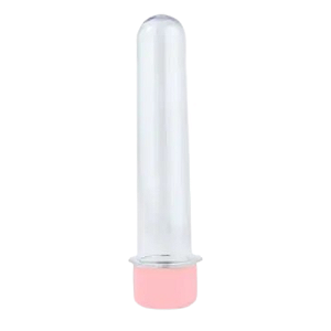 Tubete Cristal 13CM com Tampa Rosa Bebê - Pacote com 10UN