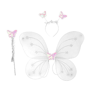 Fantasia Borboleta Branca 50x38CM - Kit com 3 Peças