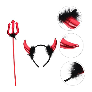 Fantasia Diabinha - Kit com Tiara e Tridente