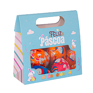 Saco com Alça e Visor Páscoa Colorida