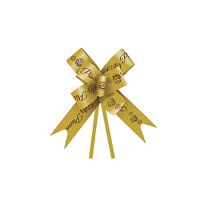 Laço Fácil Decorado Feliz Páscoa Amarelo 30MM X 50CM - Pacote com 10UN