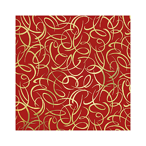 Saco Para Presente Tribal Metal Vermelho / Ouro 25X35CM