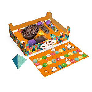 Caixa Mini Confeiteiro Páscoa Divertida para Ovo de Colher 100/150G com Jogo