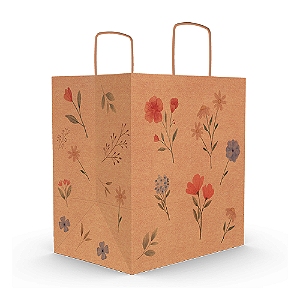 Sacola Kraft Flores do Campo 24x17x26CM