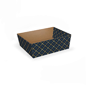 Cesta Bandeja sem Alça Azul e Dourado 12,5x9x5CM