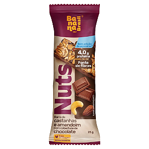 Barra Nuts Castanhas e Amendoim com Cobertura e Chocolate - Embalagem com 25G