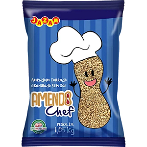 Amendoim  Amendochef Granulado Sem Sal - Pacote 1,05KG