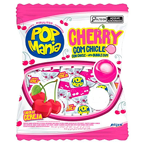 Pirulito Pop Mania Cherry Sabor de Cereja - Pacote com 500G
