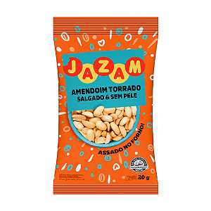 Amendoim Jazam Salgado e Sem Pele - Pacote com 20G