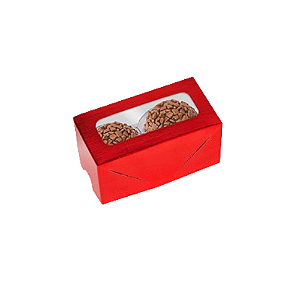 Caixa com Visor 2 Doces Laminada Vermelha
