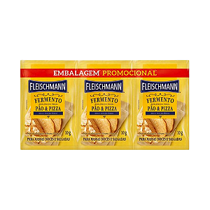 Fermento Biológico Fleischmann  Para Massas – 3 Embalagens de 10G