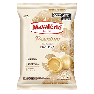 Cobertura Fracionada Gota Premium Mavalério Sabor Chocolate Branco - Embalagem com 1,01KG