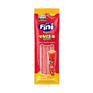 Gelatina Fini Tubes Sabor Morango e Laranja Azedinho - Pacote com 15G