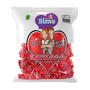 Pirulito Simo Kantada Morango - Pacote com 500G