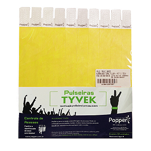Pulseira Identificação Tyvek Amarela - Pacote com 50 UN