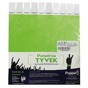 Pulseira Identificação Tyvek Verde - Pacote com 50 UN