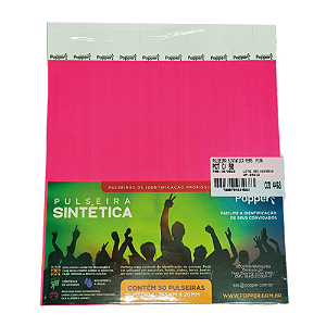 Pulseira Identificação Tyvek Pink - Pacote com 50 UN
