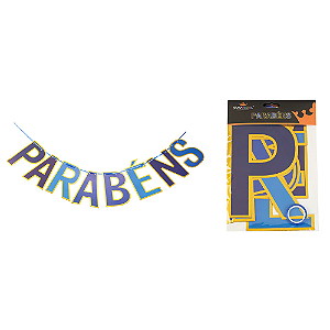 Faixa Parabéns Azul e Dourado