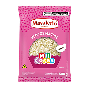 Confeito Mavalério Flocos Branco Macio - Pacote com 500G