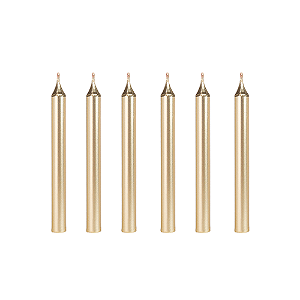 Vela Palito Metalizada Dourada - Kit com 6 UN