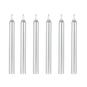 Vela Palito Metalizada Prateada - Kit com 6 UN
