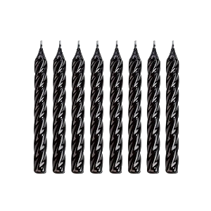Vela Espiral Torcida Preta - Kit com 8 UN