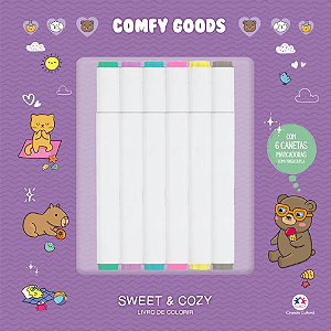 Livro de Colorir Sweet e Cozy com 6 Canetas