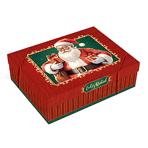 Caixa Presente Noel Retangular com Tampa e Elástico M