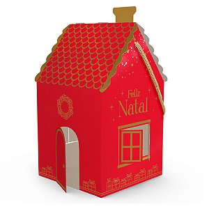 Caixa Mini Panetone Casinha Natal Luz