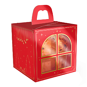 Caixa Panetone Janela com Alça Natal Luz