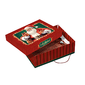 Caixa Presente Noel Retangular com Tampa e Elástico P