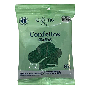 Confeitos Grageas Verde Iceberg Chef - Pacote com 80G