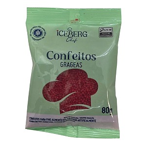 Confeitos Grageas Vermelho Iceberg Chef - Pacote com 80G